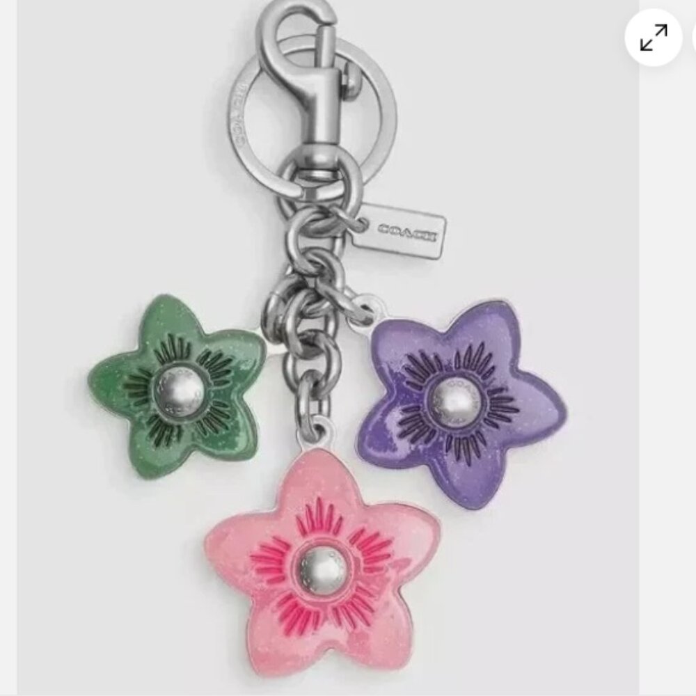 NEW Coach Wildflower Cluster Bag Charm Keychain, New In Coach Packaging